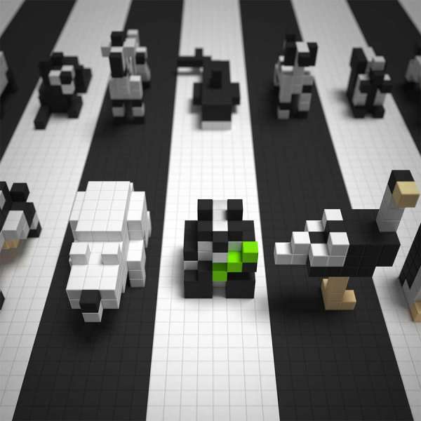 Pixio Black & White Animals İnteraktif Mıknatıslı Manyetik Blok Oyuncak