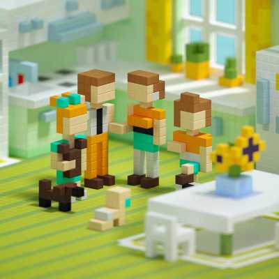 Pixio Happy Family İnteraktif Mıknatıslı Manyetik Blok Oyuncak - Thumbnail