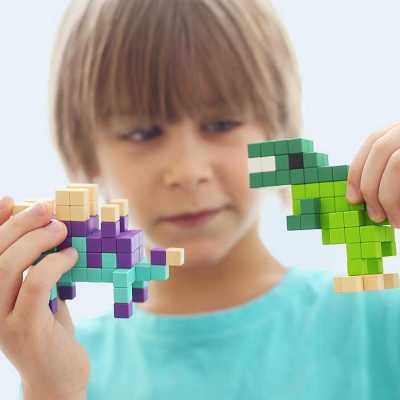 Pixio Mini Dinos İnteraktif Mıknatıslı Manyetik Blok Oyuncak - Thumbnail