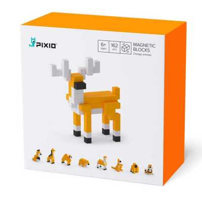Pixio Orange Animals İnteraktif Mıknatıslı Manyetik Blok Oyuncak - Thumbnail