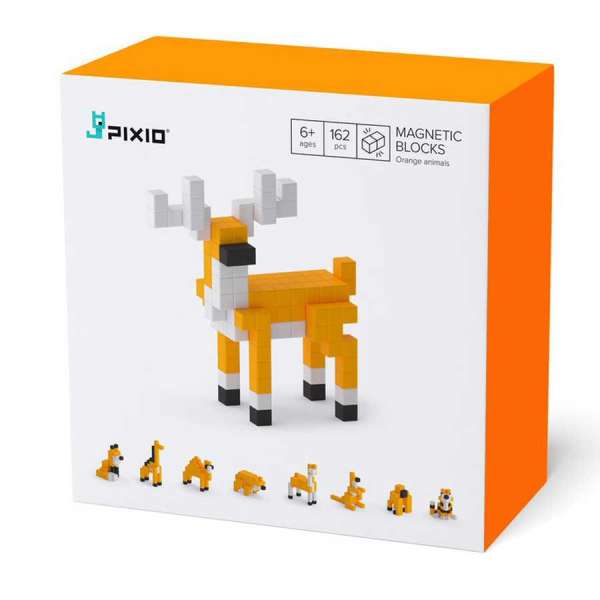 Pixio Orange Animals İnteraktif Mıknatıslı Manyetik Blok Oyuncak
