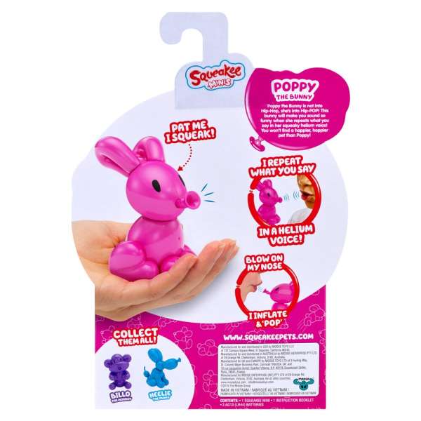 Squeakee Minis İnteraktif Balon Oyuncak Poppy The Bunny